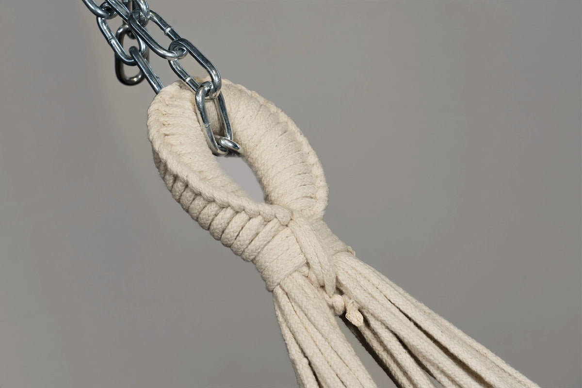 Boucle de suspension du hamac macramé écru