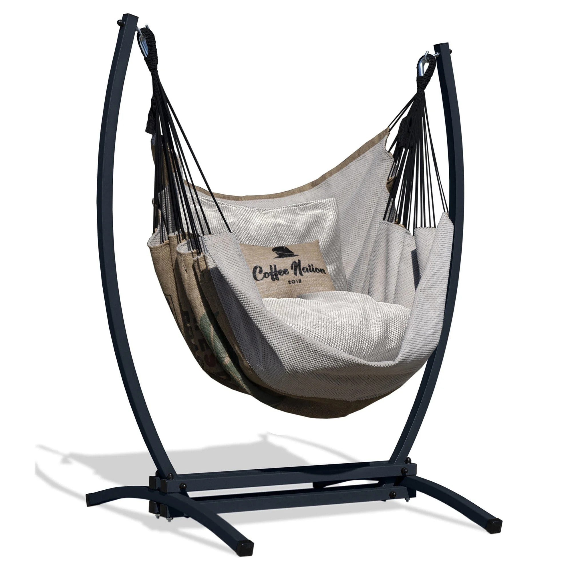 Cadre Gazela ou Gazela caramel + Fauteuil suspendu gris café / beige café