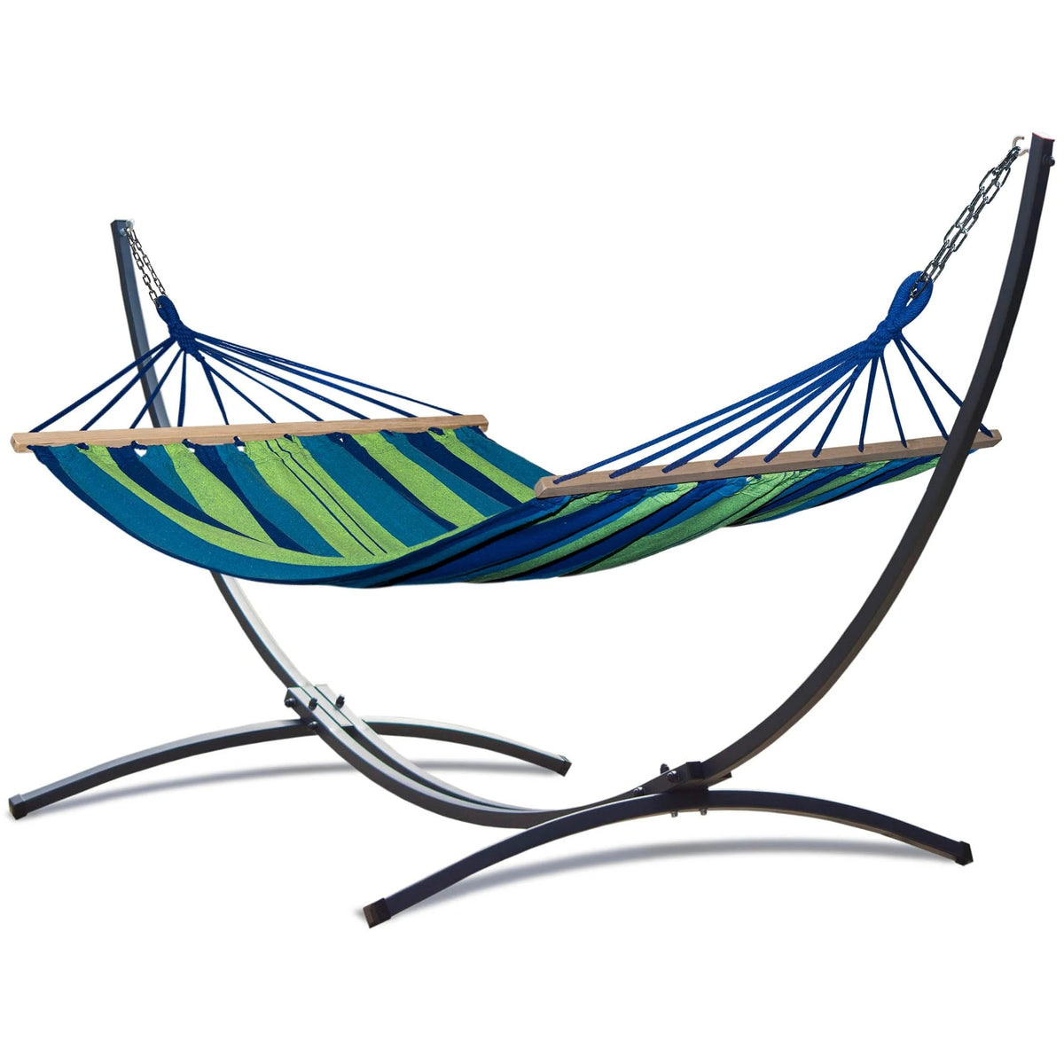 Hamac Acadia bicolore 200 x 120 cm sur support Indela - 3 coloris
