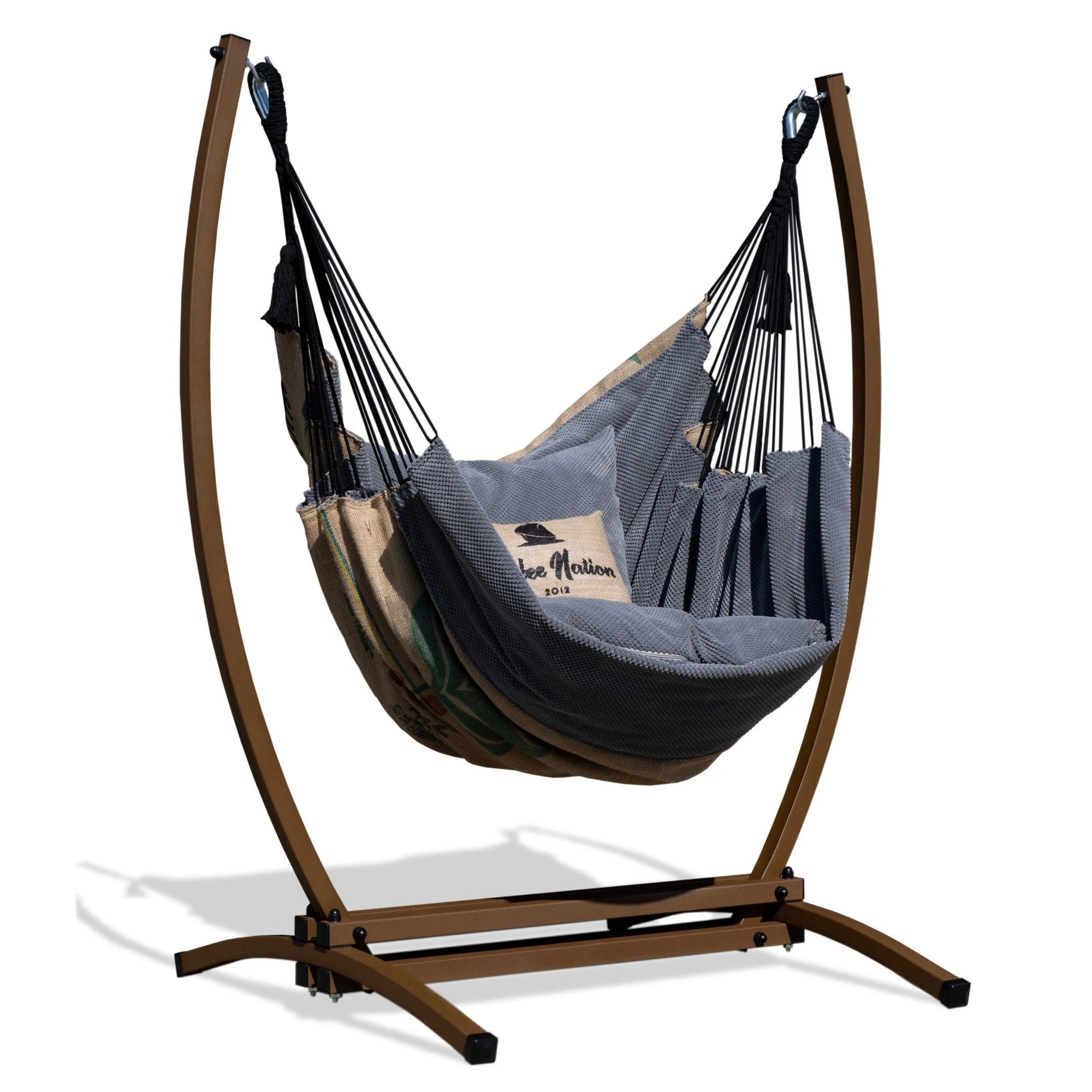 Cadre Gazela ou Gazela caramel + Fauteuil suspendu gris café / beige café