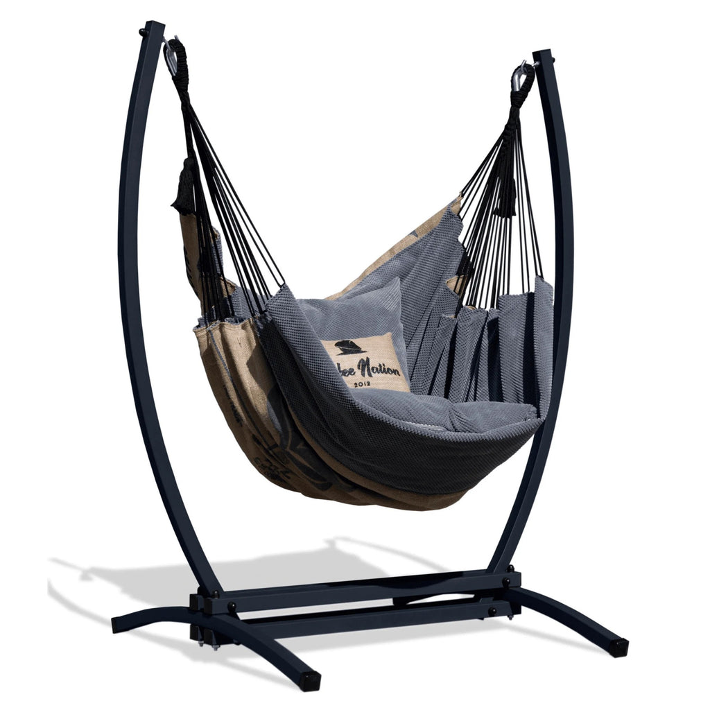 Cadre Gazela ou Gazela caramel + Fauteuil suspendu gris café / beige café