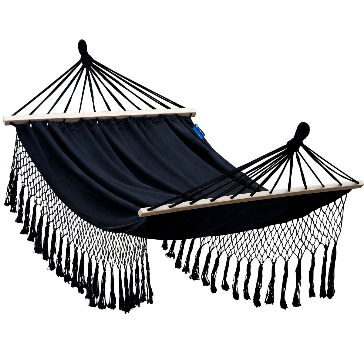 Hamac Santia XL à franges 220 x 160 cm - barres en bois