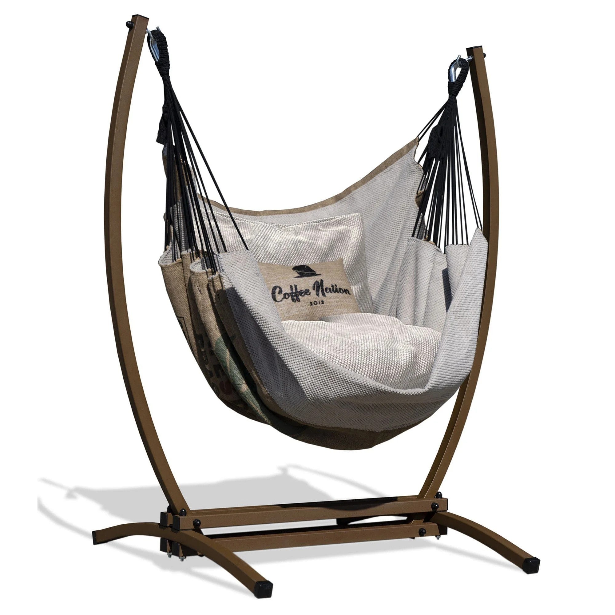 Cadre Gazela ou Gazela caramel + Fauteuil suspendu gris café / beige café