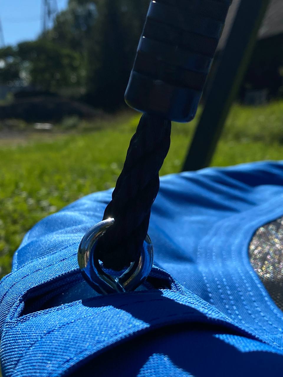 Balançoire de jardin double en graphite + nid de cigogne et balançoire rouge/vert/bleue