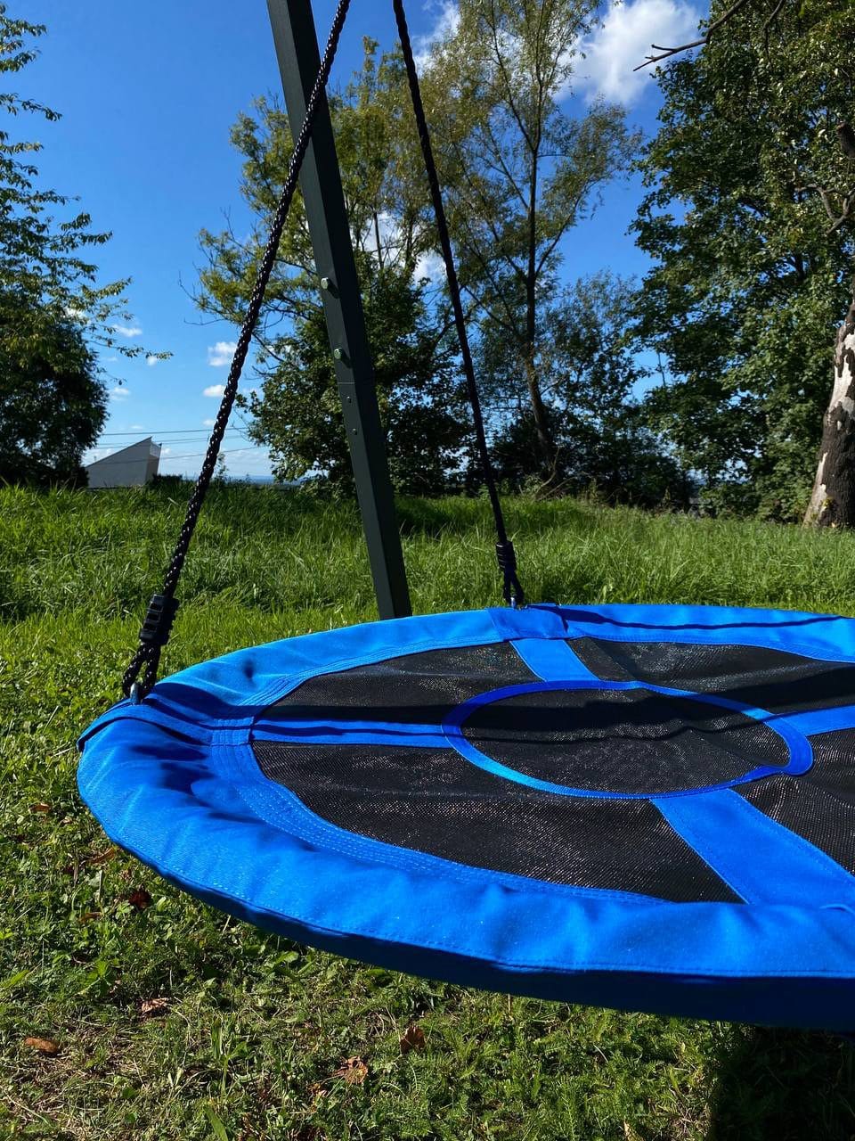 Balançoire de jardin individuelle + nid de cigogne rouge/bleue/vert